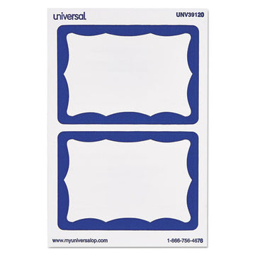 Universal® Border-style Self-adhesive Name Badges, 3 1-2 X 2 1-4, White-blue, 100-pack freeshipping - TVN Wholesale